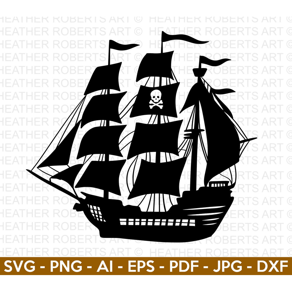 Pirate Ship SVG, Pirate SVG, Pirate Ship Silhouette SVG, Black Ship svg, Sailboat svg, Pirate Ship Captain svg, Cut File Cricut, Silhouette.jpg