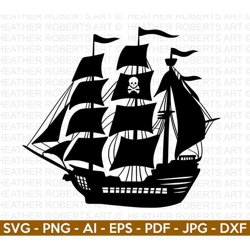 Pirate Ship SVG, Pirate SVG, Pirate Ship Silhouette SVG, Black Ship svg, Sailboat svg, Pirate Ship Captain svg, Cut File Cricut, Silhouette.jpg
