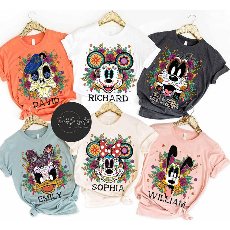 Personalized Disney Mickey & friends Skull sugar Mask shirt, Disney Dia de los muertos shirt, Day of the dead shirt, Mexican Halloween shirt.jpg