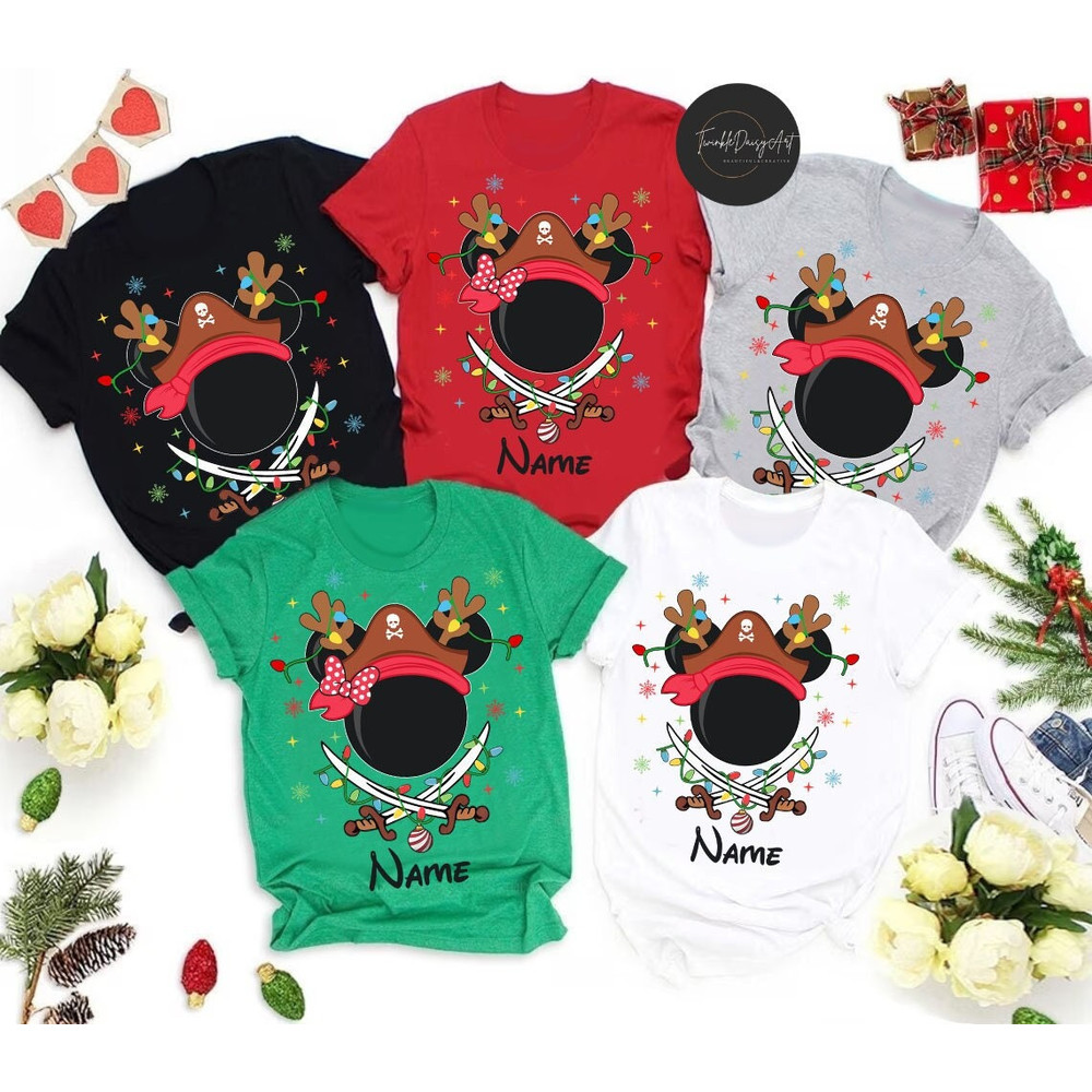 Personalized Disney Pirate Christmas Family Shirt, Mickey and Minnie Pirate Shirt, Pirates of Caribbean, Disney Christmas Cruise shirts.jpg