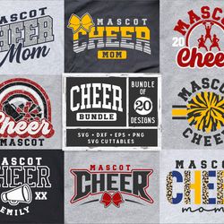 cheer svg bundle 3 - cheer template bundle of 20 - svg - eps - dxf - cheerleader - megaphone - silhouette - cricut - dig