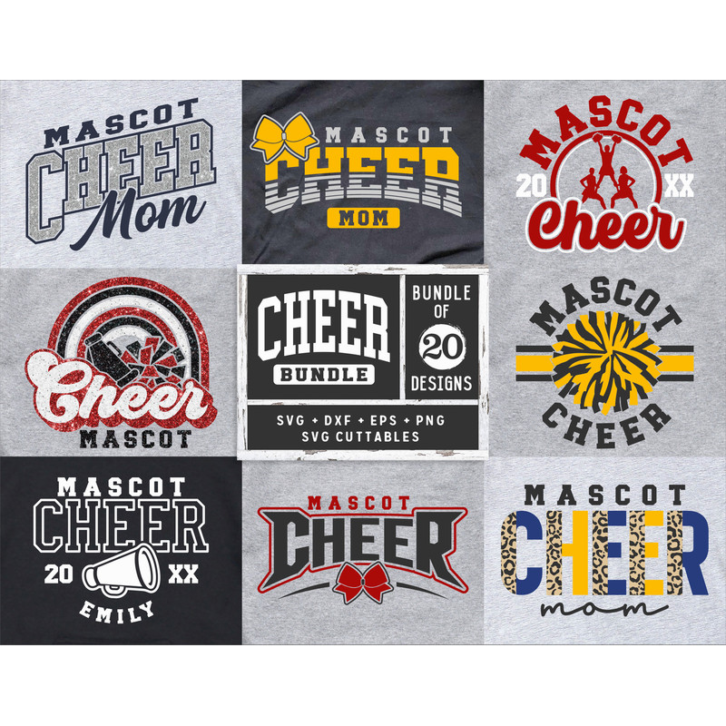 Cheer svg Bundle 3 - Cheer Template Bundle of 20 - svg - eps - dxf - Cheerleader - Megaphone - Silhouette - Cricut - Digital Download.jpg