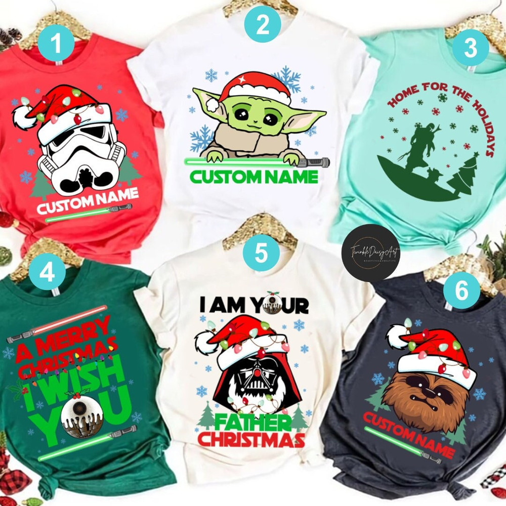 Personalized Disney Star Wars Christmas Shirt, Galaxy's Edge Christmas Lights Shirt, Disney Family Christmas Matching, WDW Disneyland Shirt.jpg
