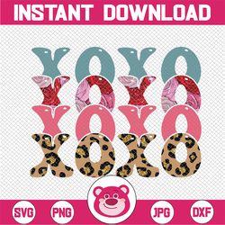 xoxo png, retro cheetah leopard valentines day sublimation designs downloads, love valentine's day gift mug clipart clip