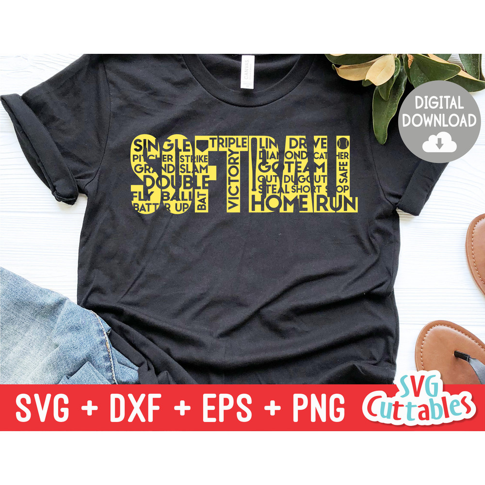Softball SVG - Softball cut File - Softball Word Art - svg - dxf - eps - png - Silhouette - Cricut Cut File - Digital Download.jpg