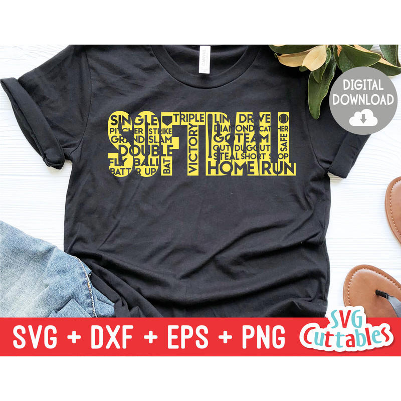 Softball SVG - Softball cut File - Softball Word Art - svg - dxf - eps - png - Silhouette - Cricut Cut File - Digital Download.jpg