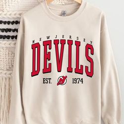 new jersey crewneck, vintage style new jersey sweatshirt, new jersey sweatshirt, college sweatshirt, hockey fan gifts, h