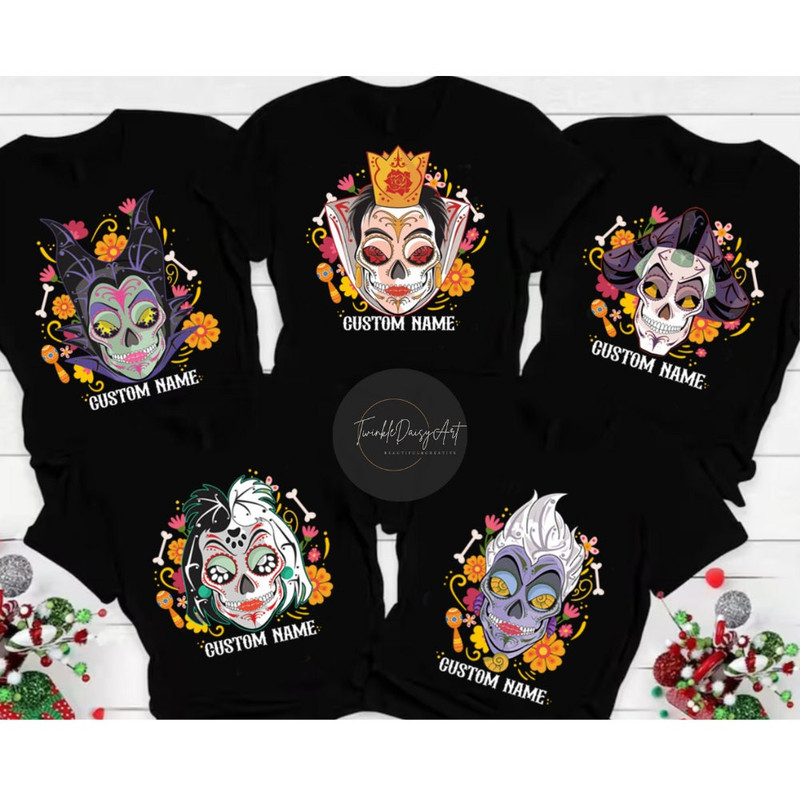 Personalized Disney Villains Skull sugar Mask shirt, Disney Dia de los muertos shirt, Day of the dead shirt, Mexican Halloween shirt.jpg