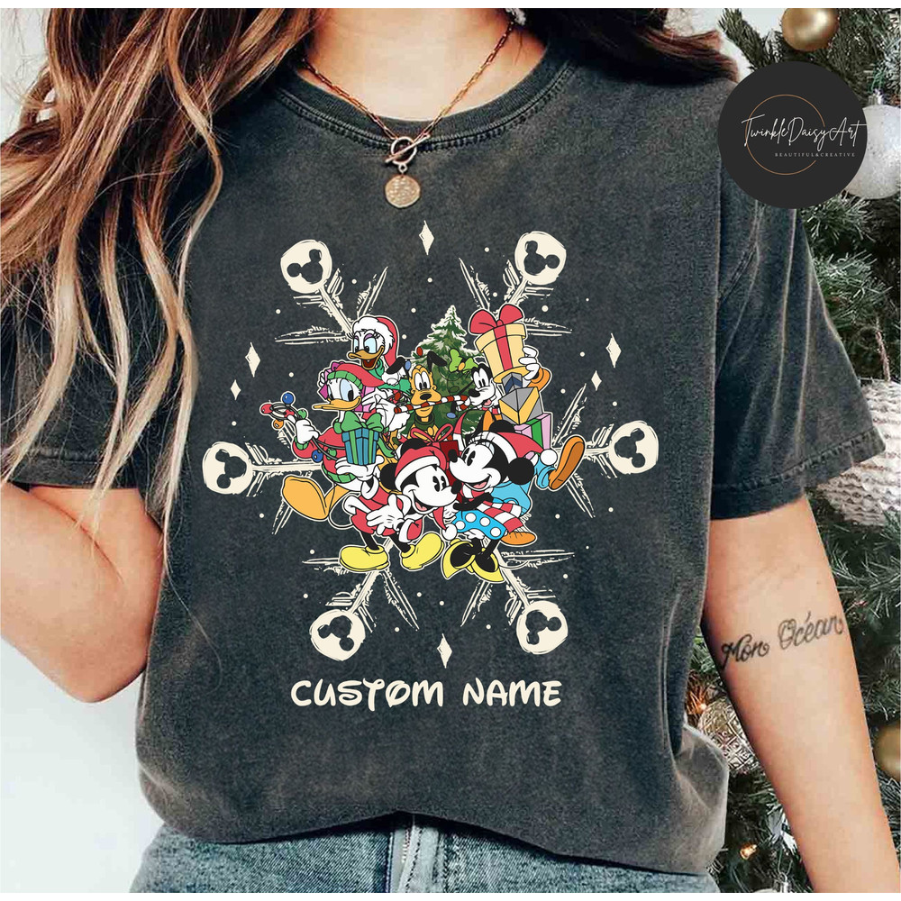 Personalized Mickey & Friends Disney Christmas shirt, Disney Snowflake shirt, Christmas Disneyland WDW, Mickey's Very Merry Christmas shirt.jpg
