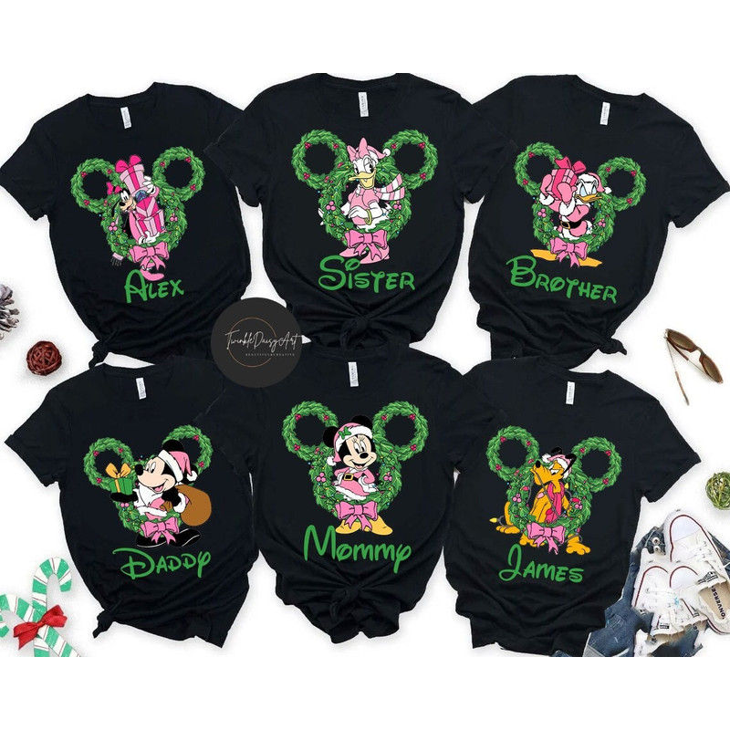 Personalized Mickey & friends Disney Christmas shirt, Pink Christmas t-shirt sweatshirt, Mickey's very merry Christmas, WDW Disneyland Trip.jpg