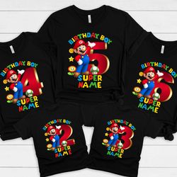 custom super mario birthday shirt , personalized super mario family shirt s, super mario birthday party t-shirt , super
