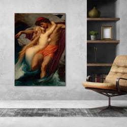 frederick leighton, the fisherman and the syren,canvas decor, office decor, canvas wall art, roll canvas, modern art, gi