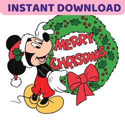 mickey merry christmas laurel wreath svg for cricut files
