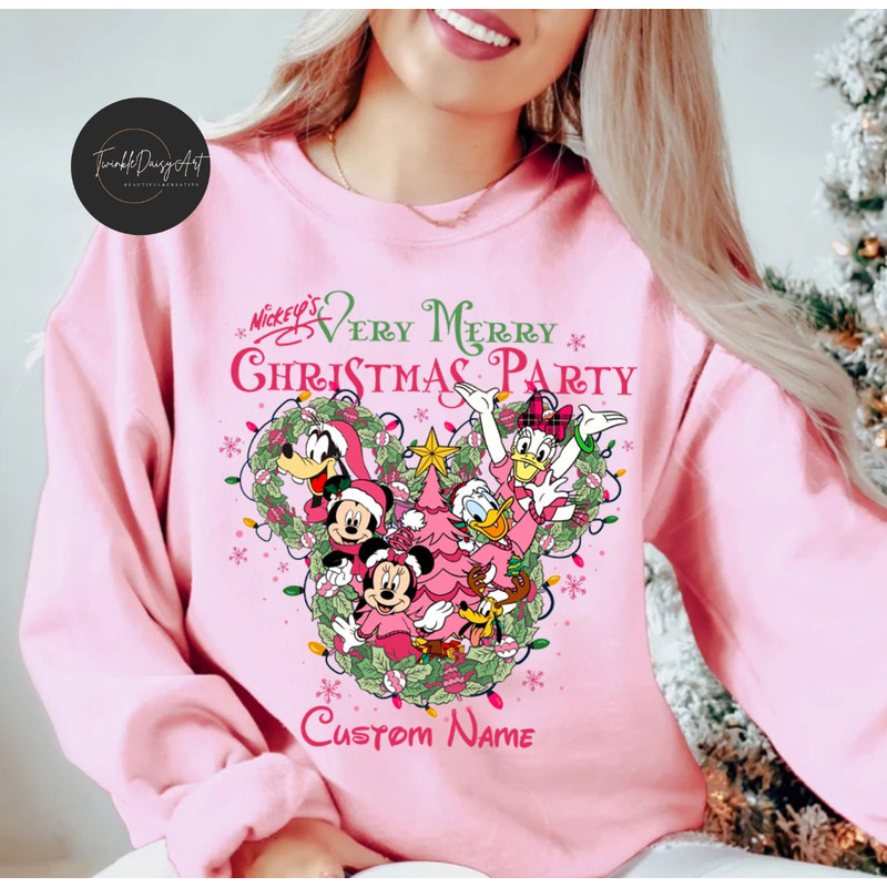 Personalized Mickey's Very Merry Christmas Party 2023 shirts, Pink Mickey and Friends Christmas Sweatshirt, Christmas Matching Disney Group.jpg