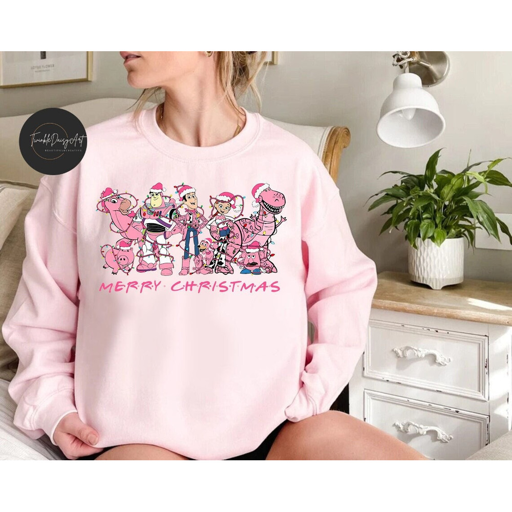 Pink Toy Story Christmas shirt, Buzz Woody Jessie Rex Alien Christmas Party, Pink Disney Christmas Sweatshirt, Christmas Matching Group Tee.jpg