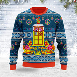 ugly christmas sweater we all live in a yellow time machine for men women