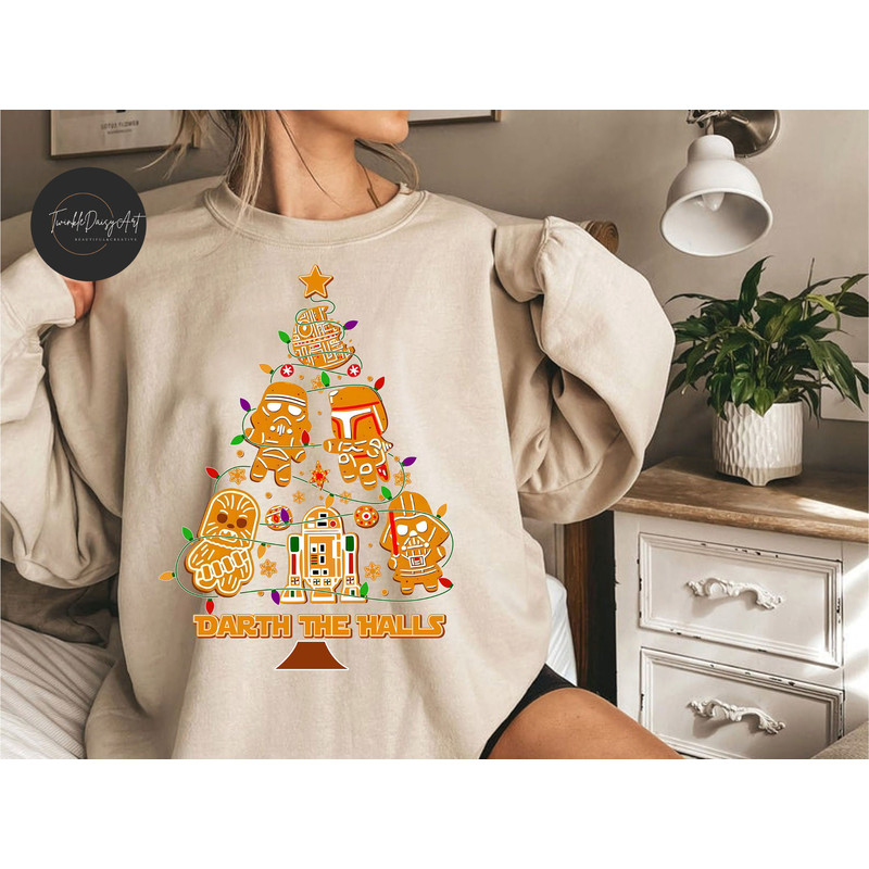 Star Wars Gingerbread Christmas Tree Sweatshirt, Darth The Halls Christmas shirt, Xmas Galaxy Edge, Disney Christmas shirt, Xmas Family Trip.jpg