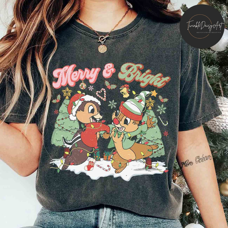 Vintage Chip and Dale Disney Christmas shirt, Merry and Bright, Xmas Double Trouble Shirt, Very Merry Christmas Party shirt, Christmas Gift.jpg