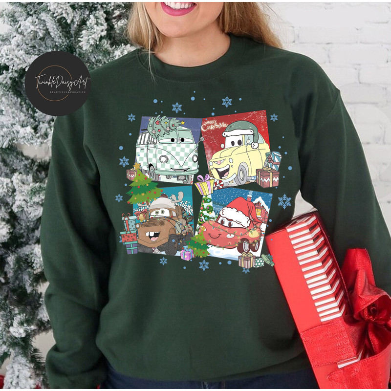 Vintage Disney Cars Christmas Sweatshirt, Pixar Cars Reindeer Santa Christmas Shirt, Very Merry Christmas Party 2023, Lightning Mcqueen Xmas.jpg