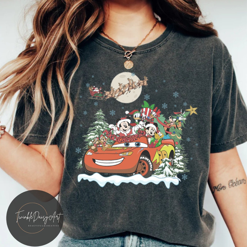 Vintage Disney cars Lightning McQueen Christmas shirt, Mickey & friends Cars land Christmas sweatshirt, WDW Disneyland Christmas party 2023.jpg