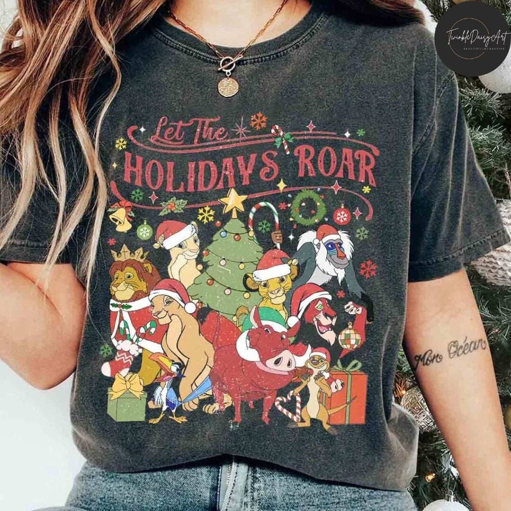 Vintage Disney Christmas Lion King Holidays Roar Shirt, Lion King Characters Christmas Tree, Wild About Christmas, Disney Family Christmas.jpg