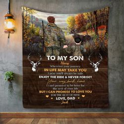 personalized deer hunting to my son fleece blanket &8211 gift for son