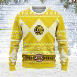 ugly christmas sweater yellow power ranger for men women