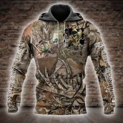 deer hunting all over printed hoodie x241227