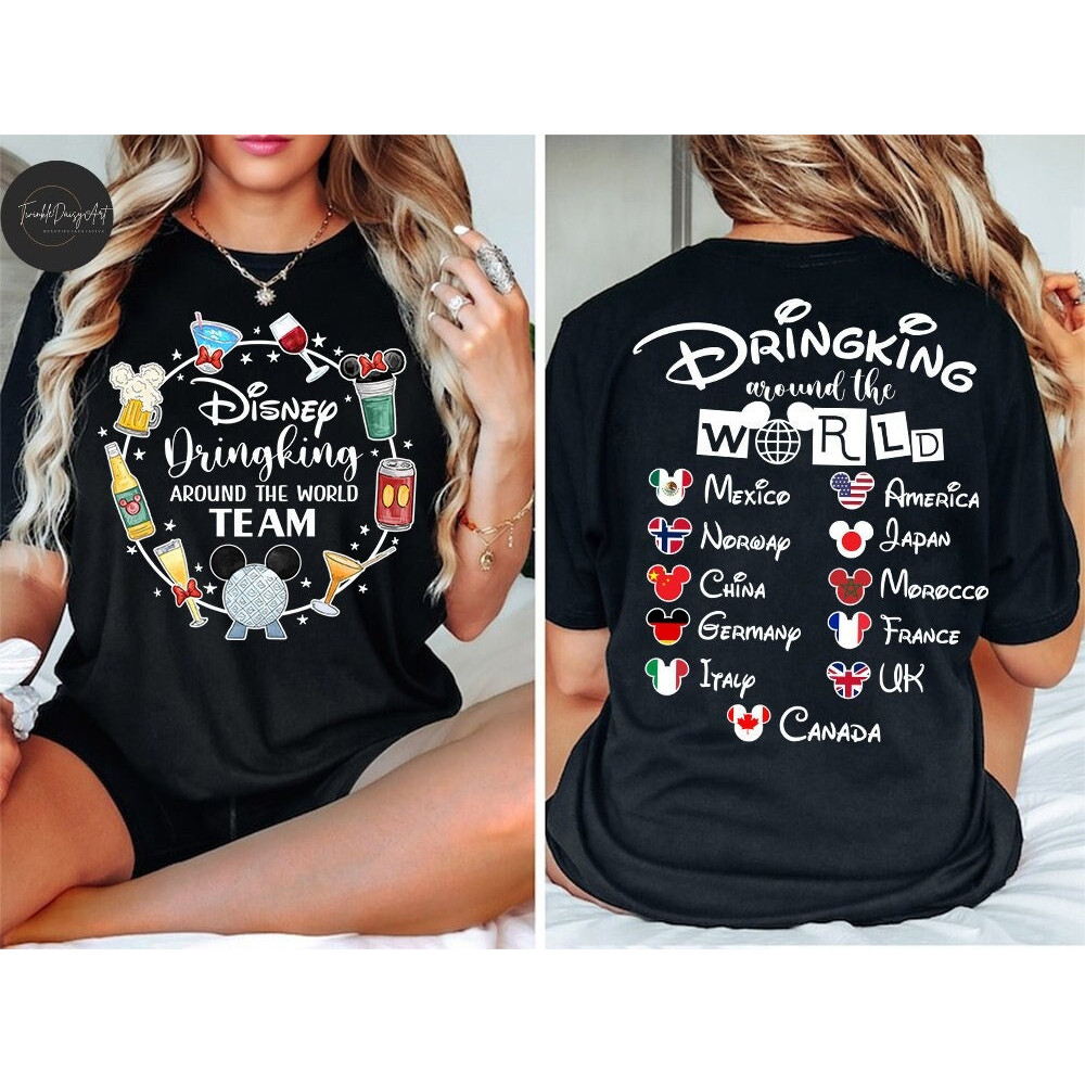 Drinking Around The World, Disney Epcot Shirt, Disney Trip Shirt, Epcot Food And Wine Shirt, Disney Group Shirt, Disney Matching Shirt.jpg
