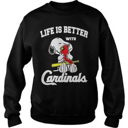 snoopy life is better with st louis cardinals sweatshirt