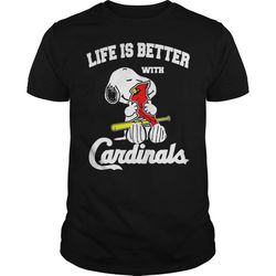 snoopy life is better with st louis cardinals t-shirt