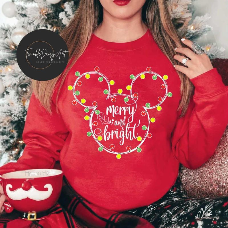 Merry & Bright Christmas lights shirts, Family Group Christmas matching shirts, Disney world Disneyland Mickeys very merry Christmas party.jpg