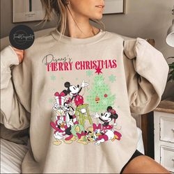 mickey and friends christmas tree shirt, disney merry christmas sweatshirt, xmas matching family tee, disneyland wdw chr