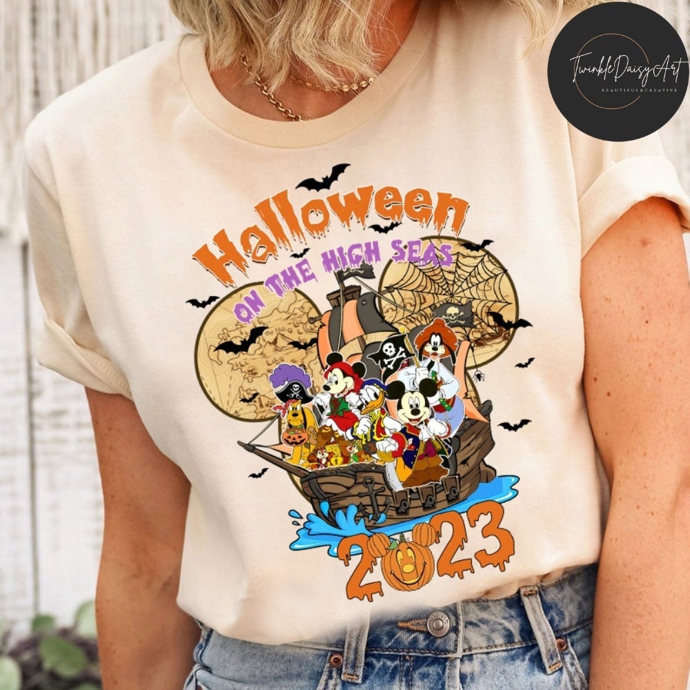 Mickey and Friends Disney Halloween On The High Seas 2023 Shirt, Disney Cruise Pirate Halloween Shirt, Disney Family Halloween Party 2023.jpg
