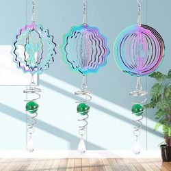 3d Color Gradient Wind Chime Spinner Spiral Ball Swivel Hook Tree Of Life Catcher Outdoor Yard Garden Hangings