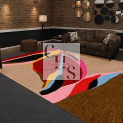 red and black hand-tufted nz wool rectangle multicolored, area rug carpet for home, bedroom, living room customize in an