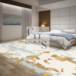 white and blue rectangle area rug hand-tufted nz wool and silk carpet for home, bedroom living room customize in any sha