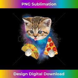 Funny Galaxy Cat Shirt  Space Cat Eat Pizza and Taco Shirt - Luxe Sublimation PNG Download - Craft with Boldness and Assurance