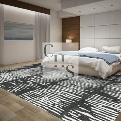 black and white handmade carpet rectangle area rug for living room,play room, kitchen,drawing room customize in any shap