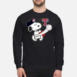 snoopy play baseball for fan rangers team &8211 sweatshirt