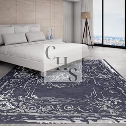 blue and white carpet for home hand-tufted nz wool, bedroom, living room customize in any shape & size