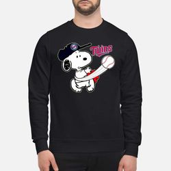 snoopy play baseball for fan twins team &8211 sweatshirt