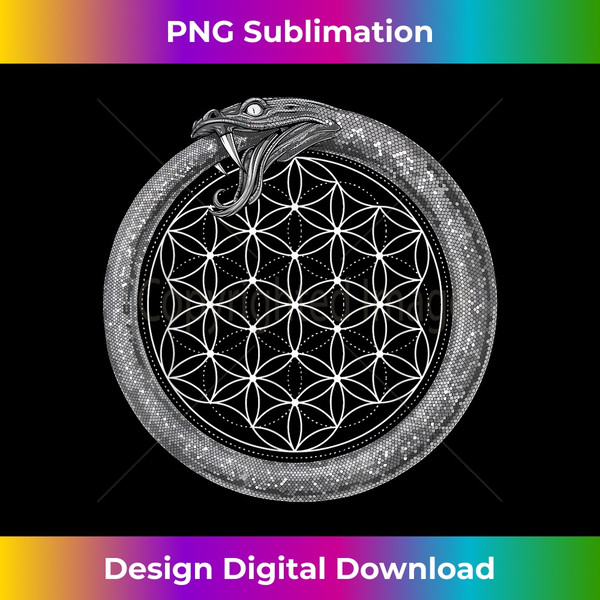 Ouroboros Snake Occult Sacred Geometry Flower Of Life Symbol - Contemporary PNG Sublimation Design - Reimagine Your Sublimation Pieces
