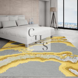 yellow grey and white high quality handmade area rug for living, hall,kitchen,dining, drawing play room