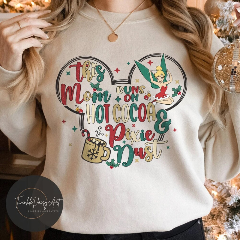 Personalized Disney This MomTeacherNurse runs on hot cocoa & pixie dust Christmas shirt, Mickey Christmas Mom shirt, Christmas gift.jpg