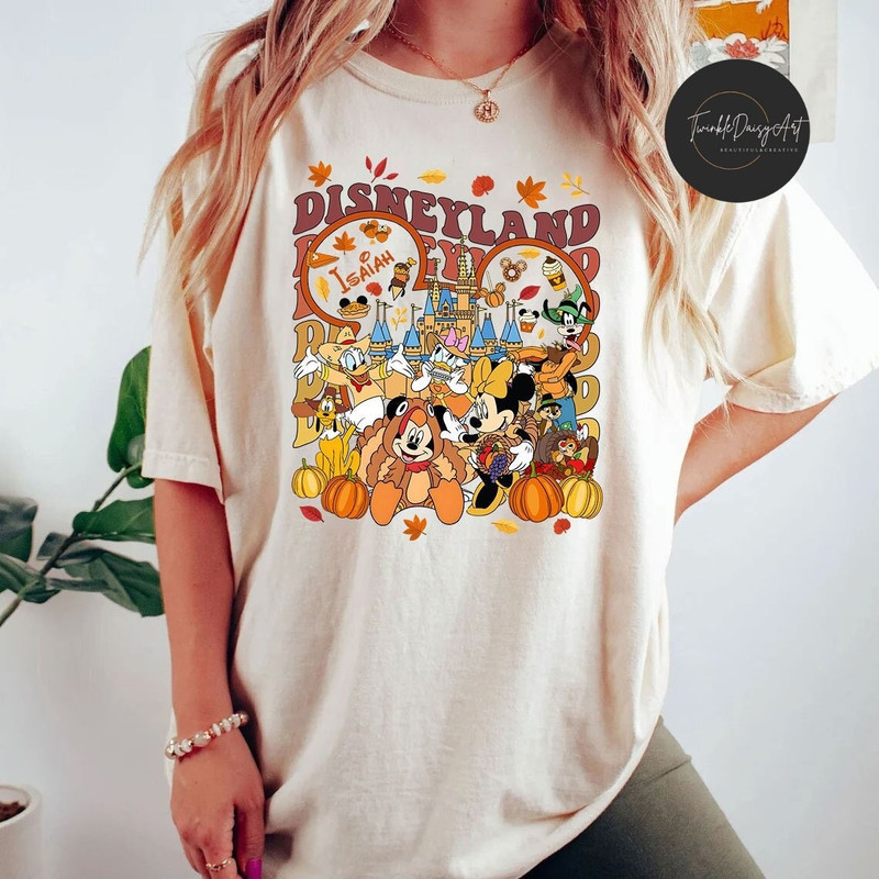 Personalized Mickey and Friends Thanksgiving Shirt, Disneyland Fall Vibes, Retro Mickey Fall Pumpkin Shirt, Disney Thankful Gifts.jpg