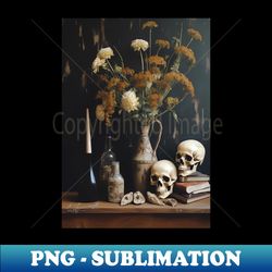 floral botanical skull antique vintage photography - Exclusive PNG Sublimation Download - Vibrant and Eye-Catching Typography