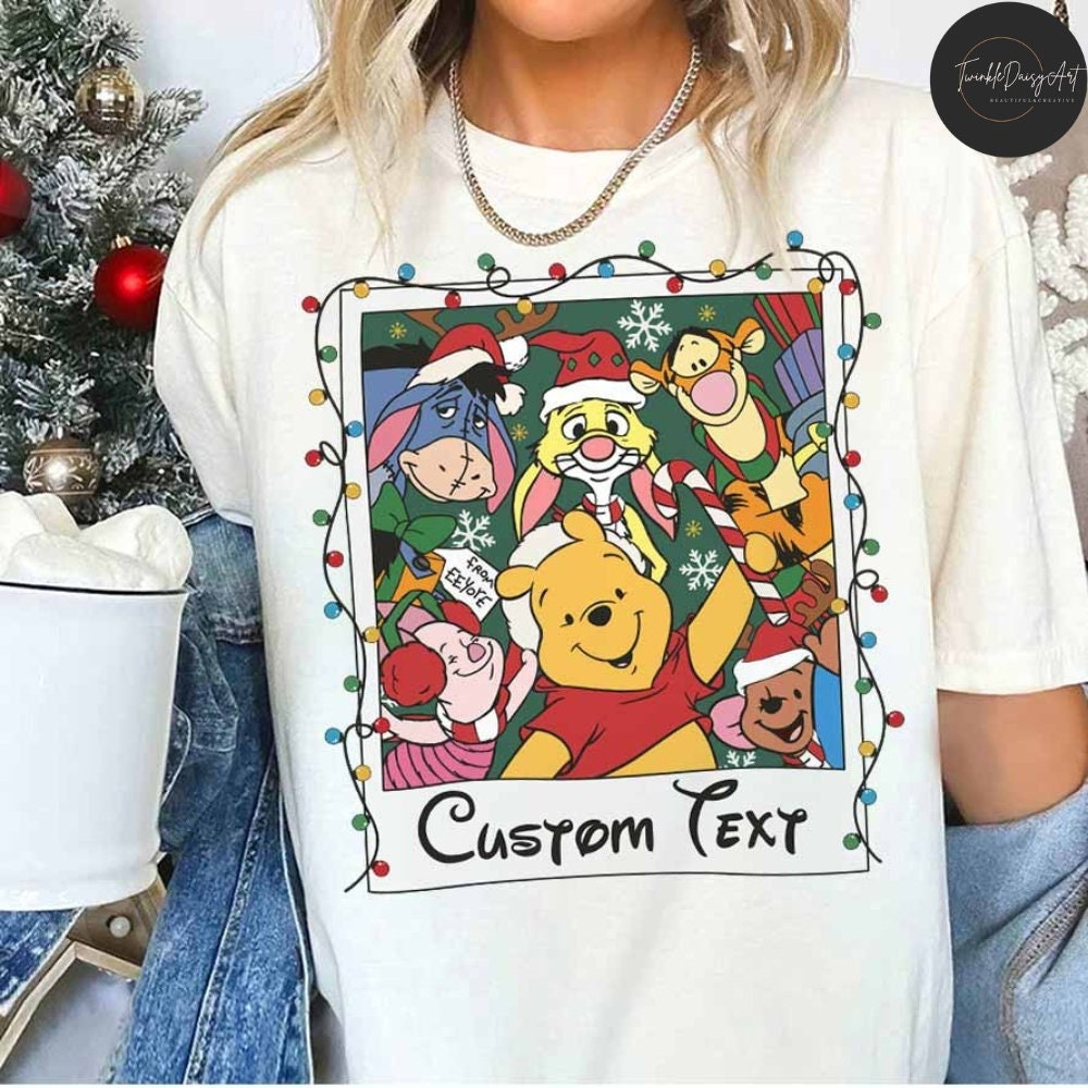 Personalized Winnie The Pooh Polaroid Disney Christmas Shirt, The Pooh and Friends Christmas Lights, Disney Family Christmas 2023 Matching.jpg