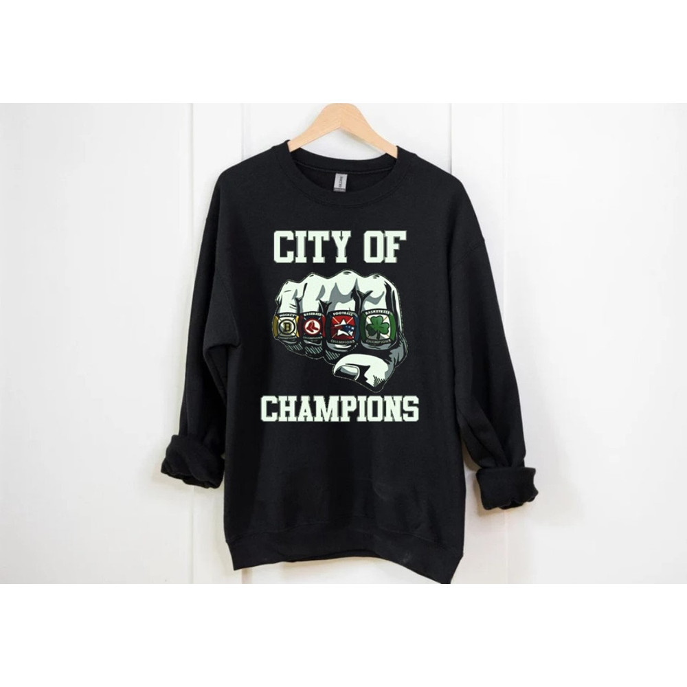 Boston City Of Champions Vintage Black Sweatshirt, Boston Sports Classic Sweatshirt, Boston City Sports Shirt, Gift For Fan.jpg