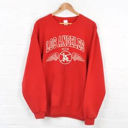 los angles baseball retro wings vintage red sweatshirt, los angles baseball team retro sweatshirt, baseball lovers sweat